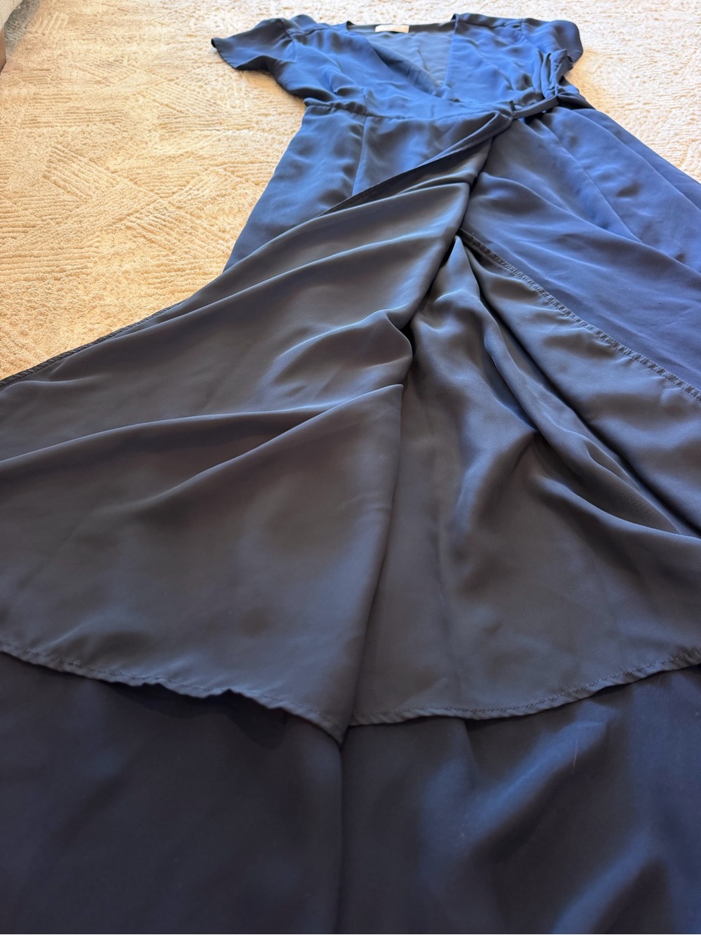 Aritzia Babaton Lexia Navy Blue Wrap Maxi Dress Tie Waist - Picture 8 of 8